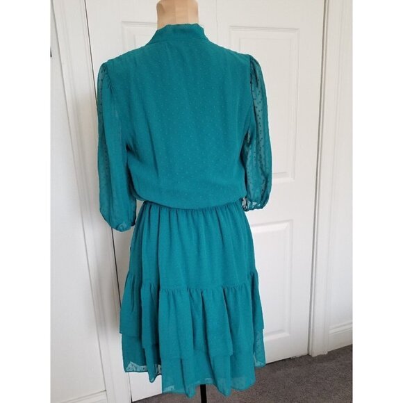 Nanette Nanette Lepore Clip Dot Mini Dress Deep Lake Green Womens Size 4 - Picture 4 of 12
